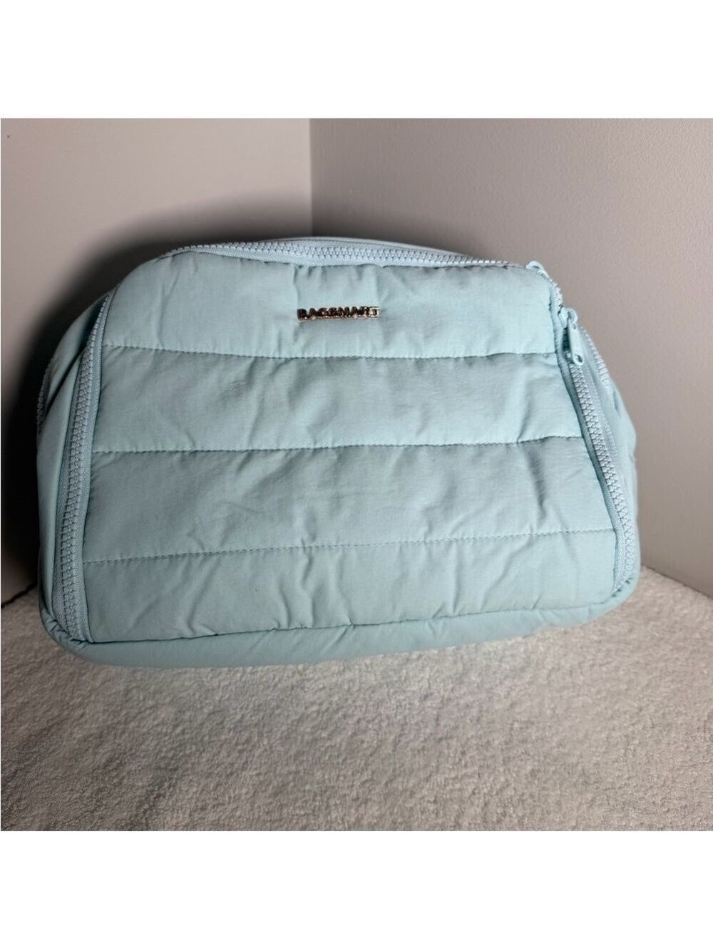 Bagsmart Light Blue Quilted Cosmetic Bag